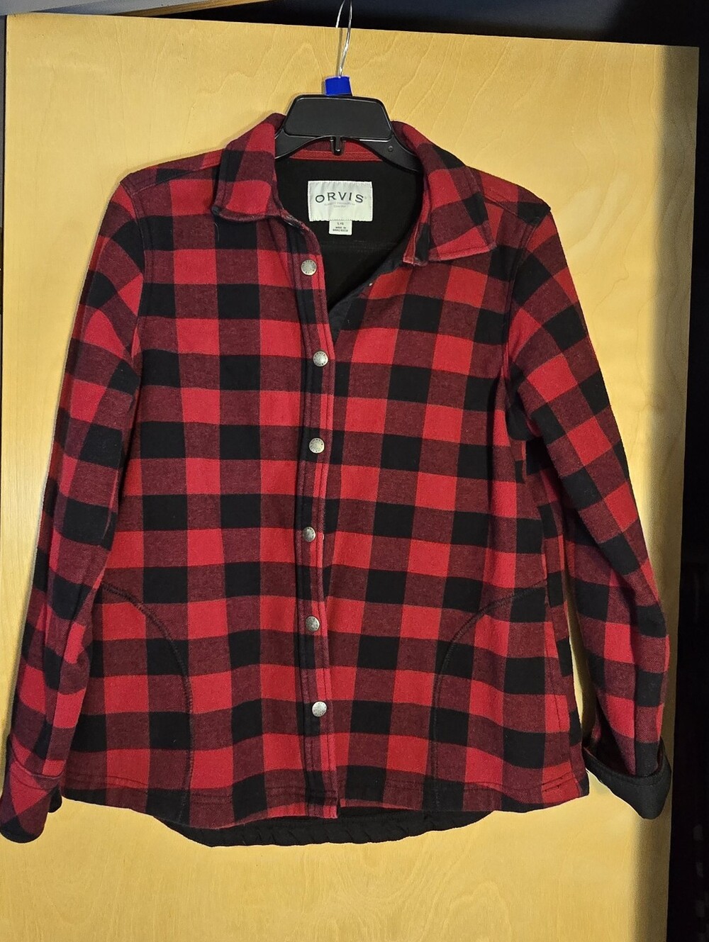 Orvis Red & Black Buffalo Plaid Button Jacket